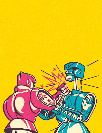 Dermatology World abstract illustration of fighting robots