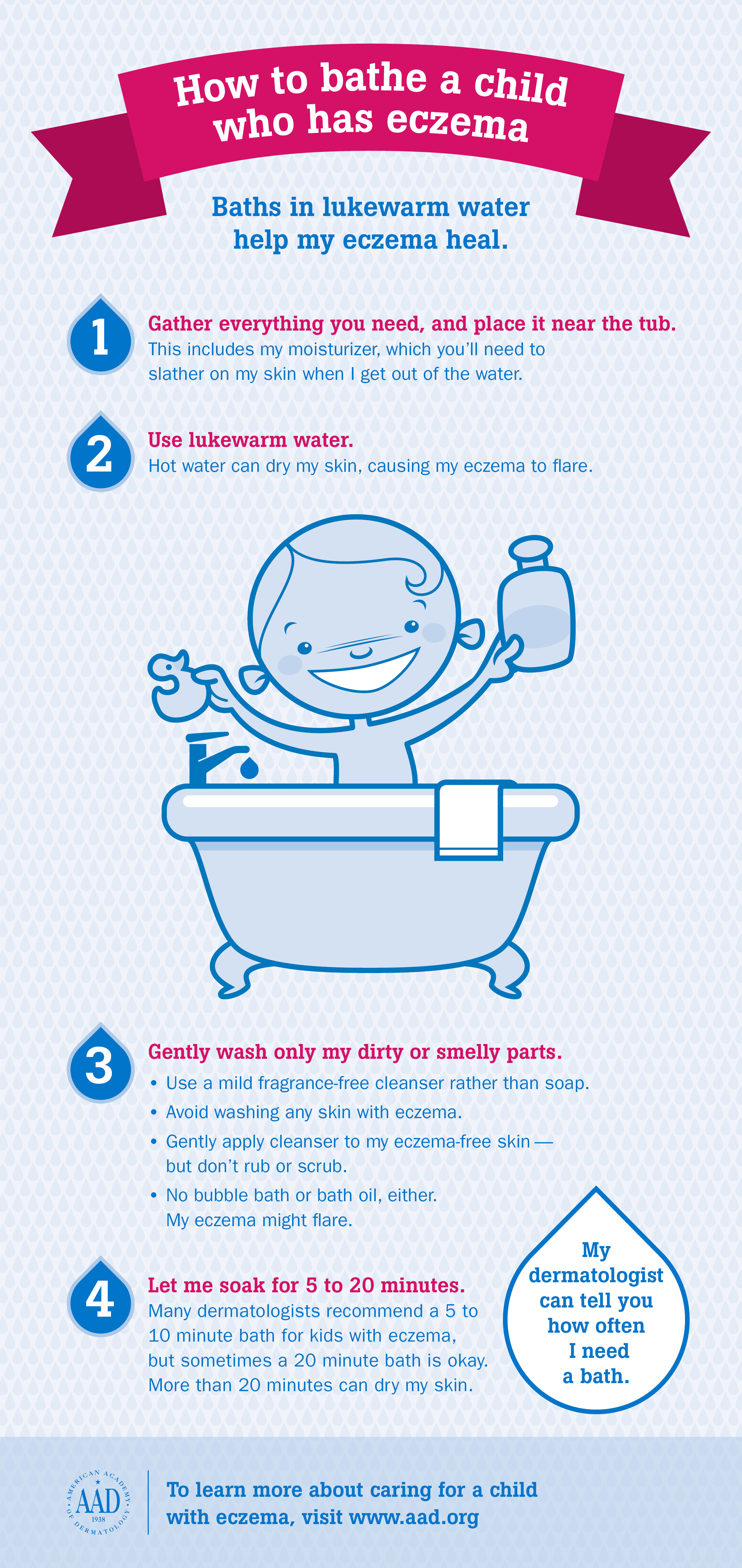 How to bathe a child with eczema infographic
