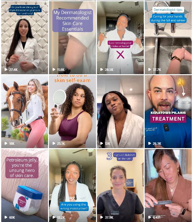 Screenshots of November Your Dermatologist Knows posts on Instagram 