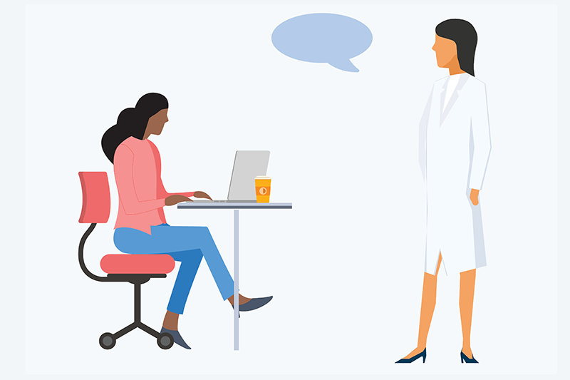 Dermatologist and practice staff communication illustration for prior authorization workflow 