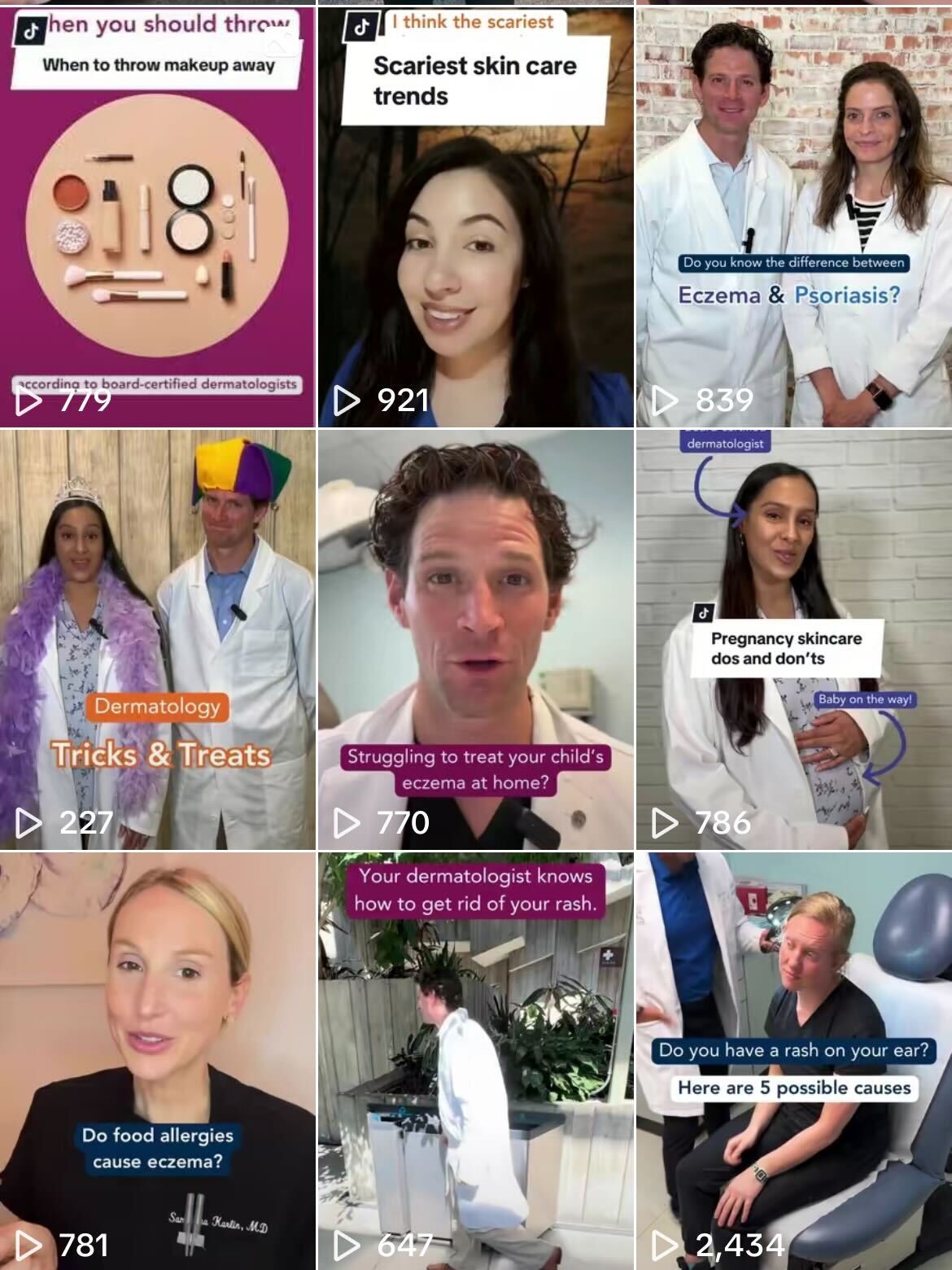 Image of TikTok social media posts for Your Dermatologist Knows October 2024