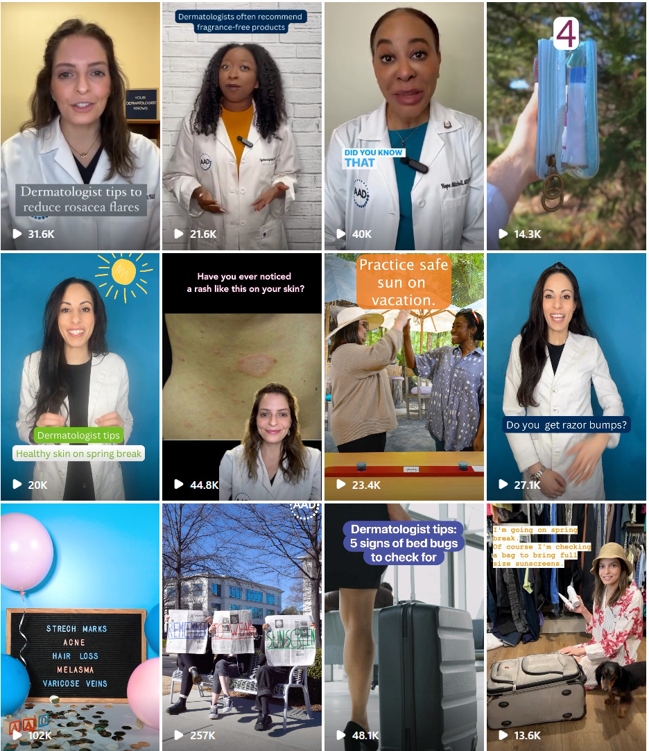 Social media posts for Your Dermatologists Knows on Instagram in March 2024