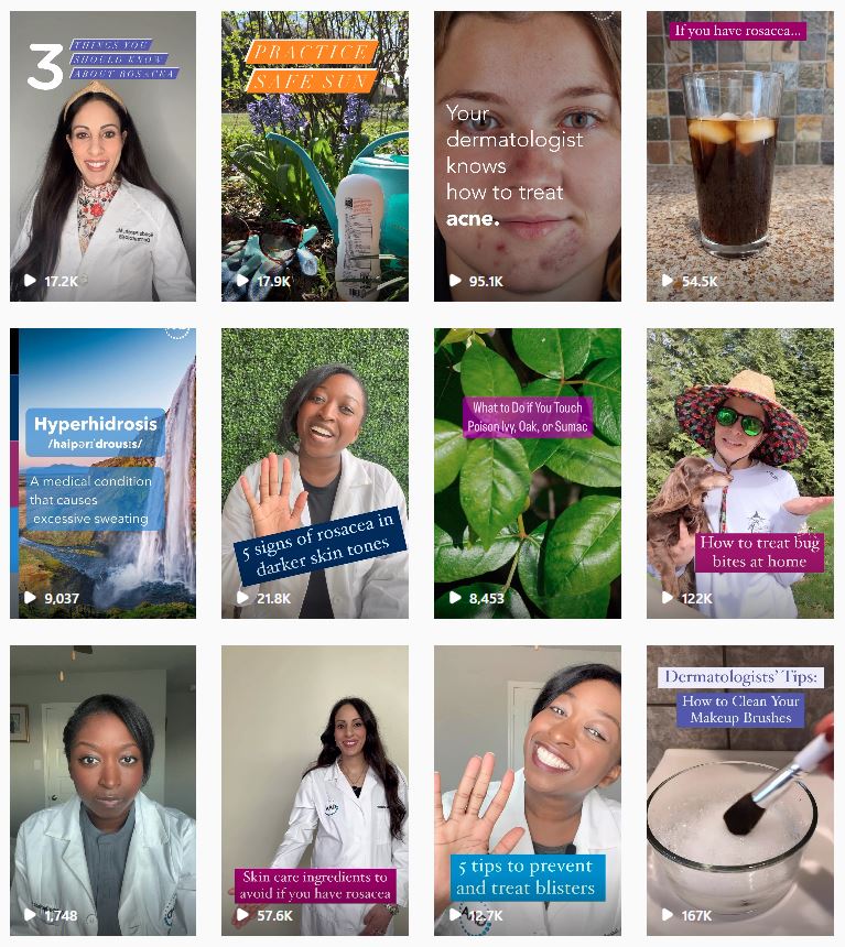 Illustration showing Your Dermatologist Knows social media posts from April 2023