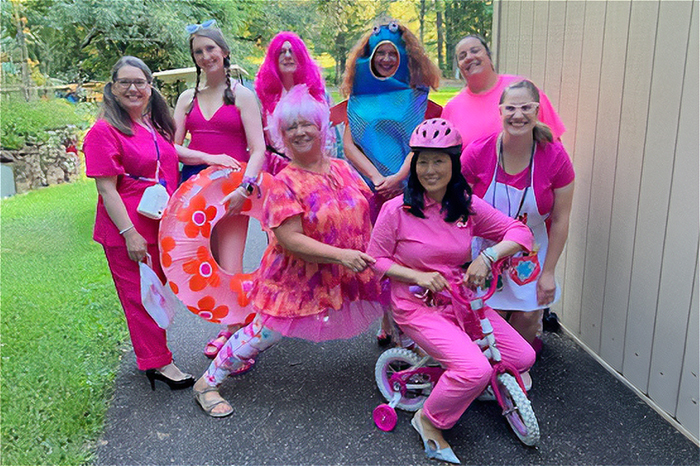 Dr. Boiko, back row with pink wig, at Camp Discovery Pennsylvania in 2023 