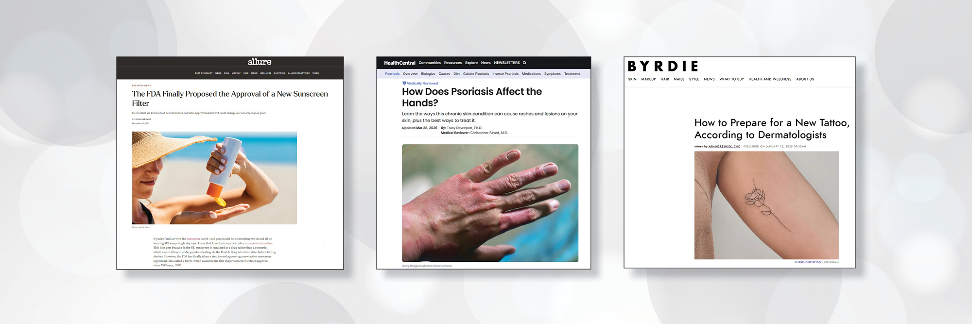 Three news stories about Your Dermatologist Knows.