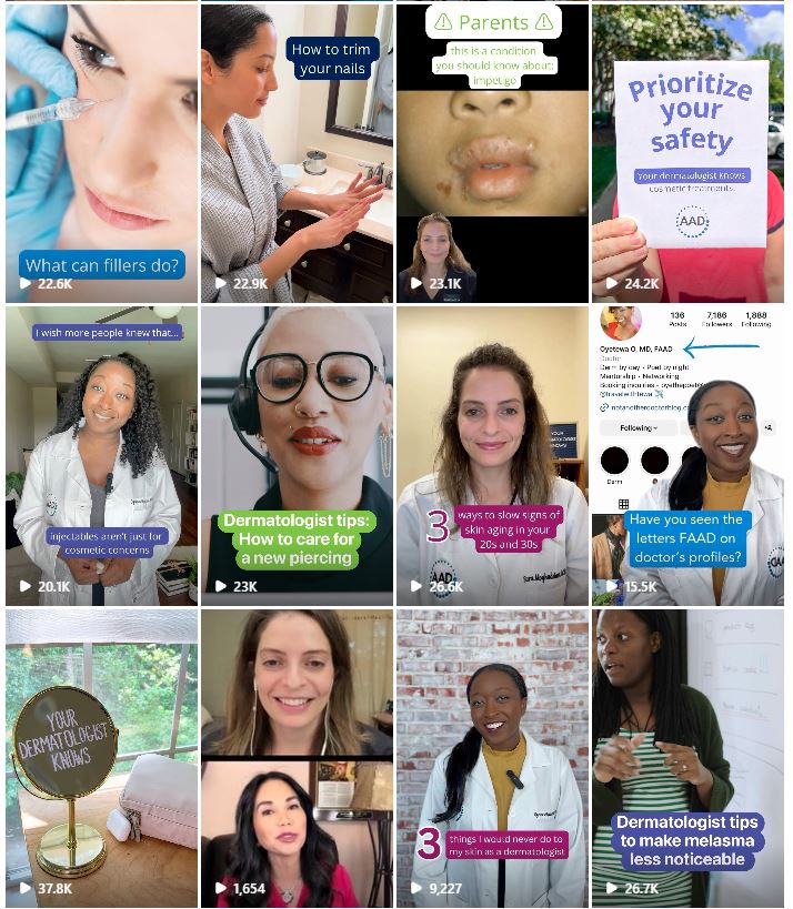 Illustration of Instagram posts for Your Dermatologist Knows September