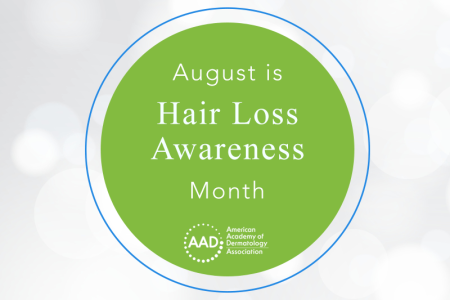 American Academy of Dermatology | August is Hair Loss Awareness Month circle icon image