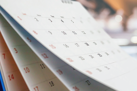 Side view pages of a calendar