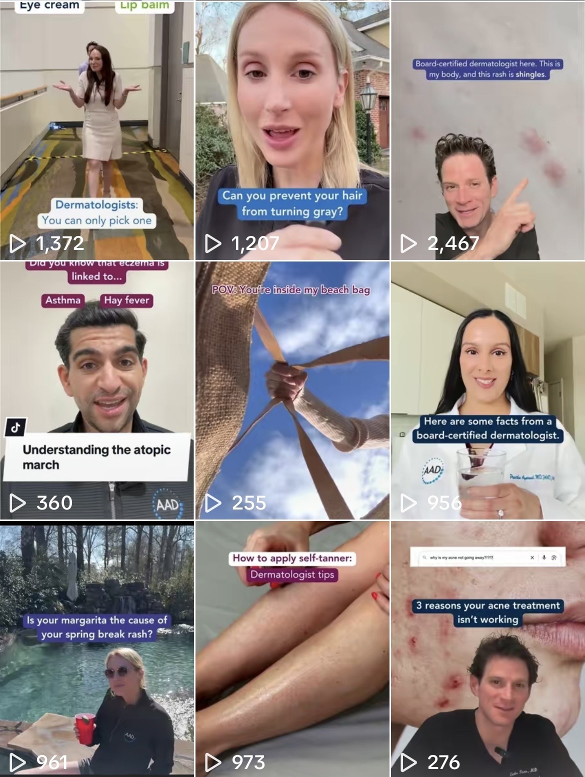 Image of social media posts to TikTok in March 2025 for Your Dermatologist Knows