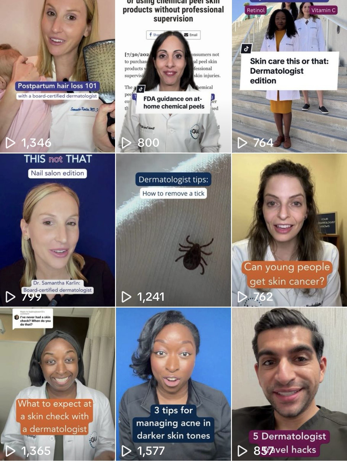 Image of social media posts for Your Dermatologist Knows for Instagram August 2024