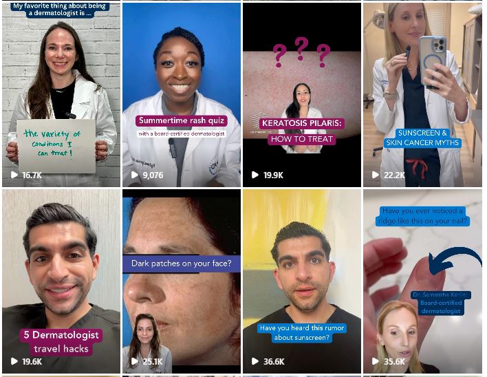 Image of social media posts to Instagram for Your Dermatologist Knows July 2024