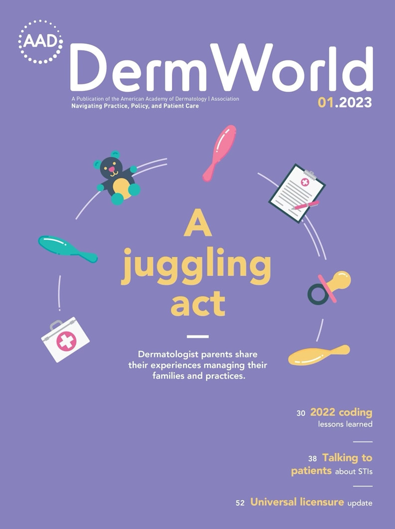 Cover illustration for January 2023 DermWorld