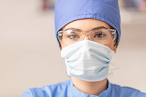 Portrait of female doctor wearing personal protective equipment
