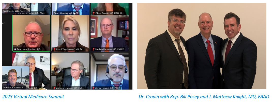 Images of Virtual Medicare Summit and Dr. Cronin with Congressmen