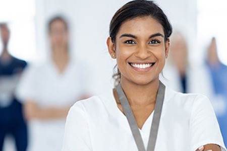 Dermatology learner in a clinical setting