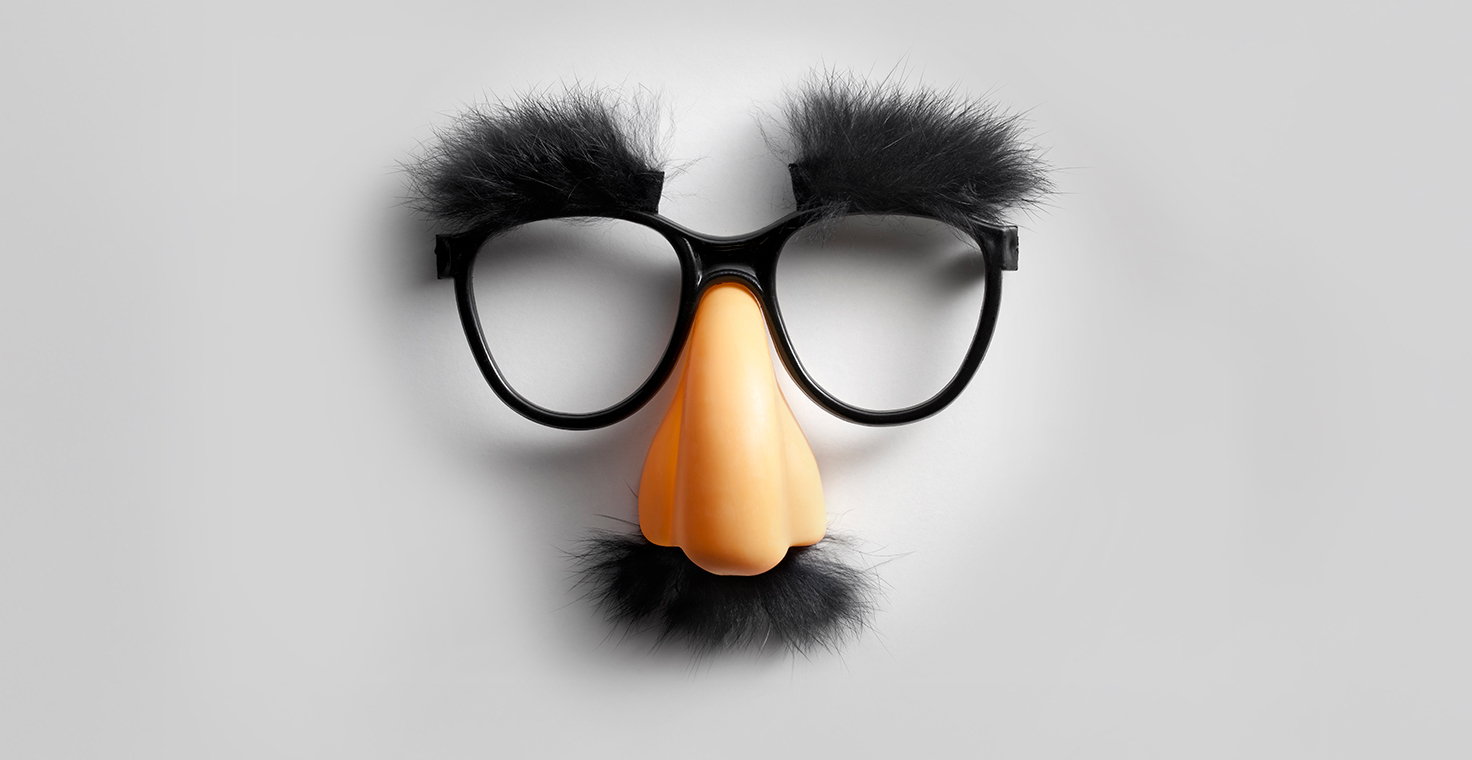Image of a comical fake nose and glasses to illustrate the DermWorld feature Pediatric diseases in disguise.