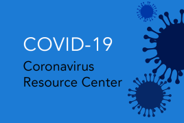 Illustration showing coronaviruses on blue background
