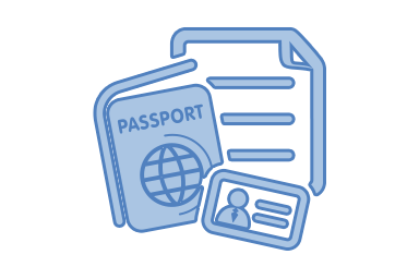 Passport, ID, and document icons