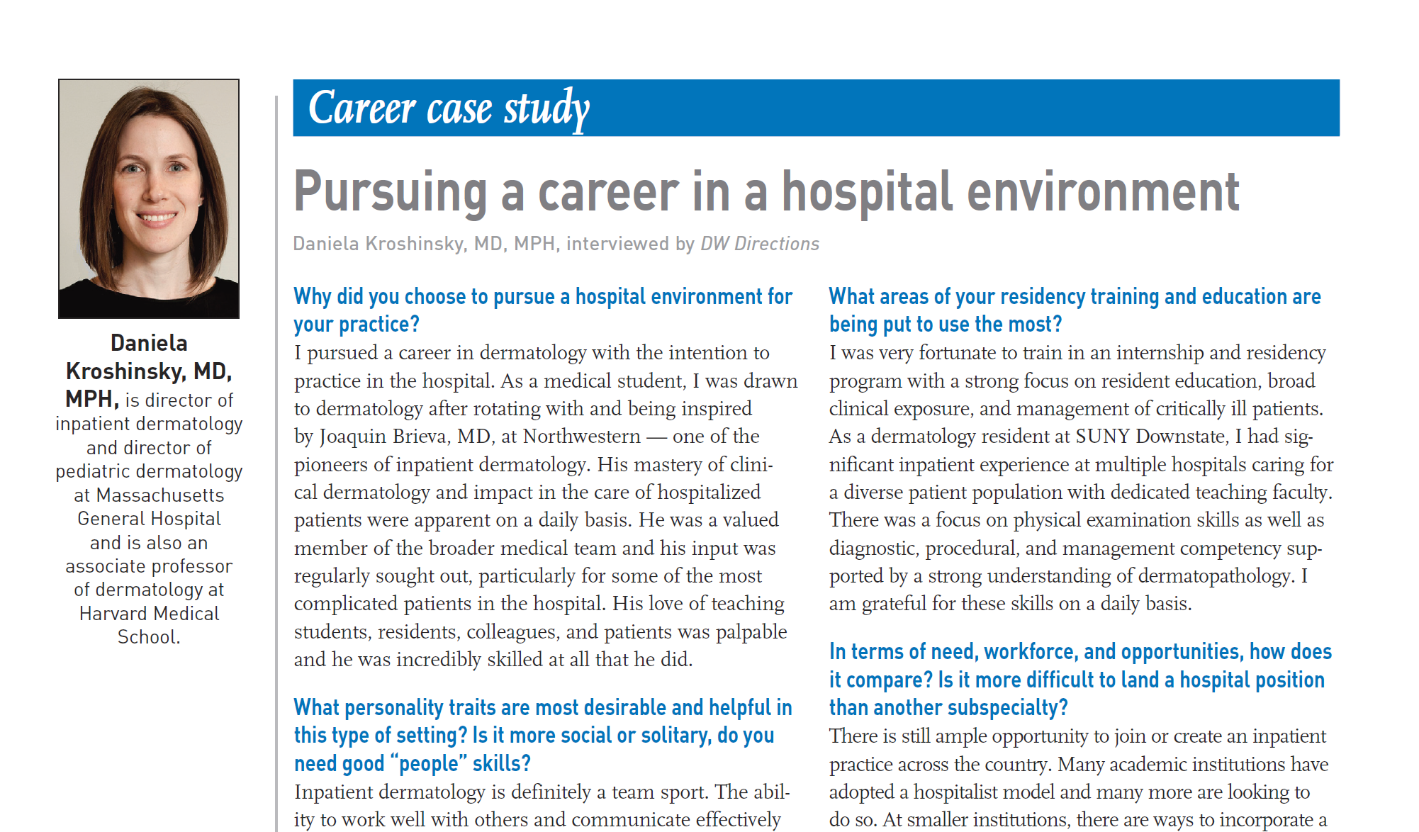 Card illustration of hospital career case study