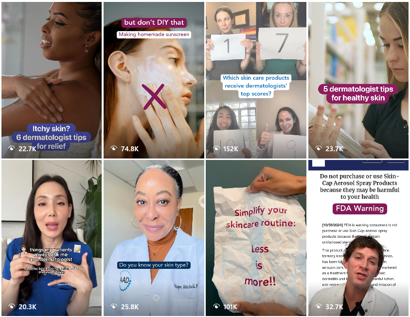 Social media posts for Your Dermatologist Knows Instagram November 2024