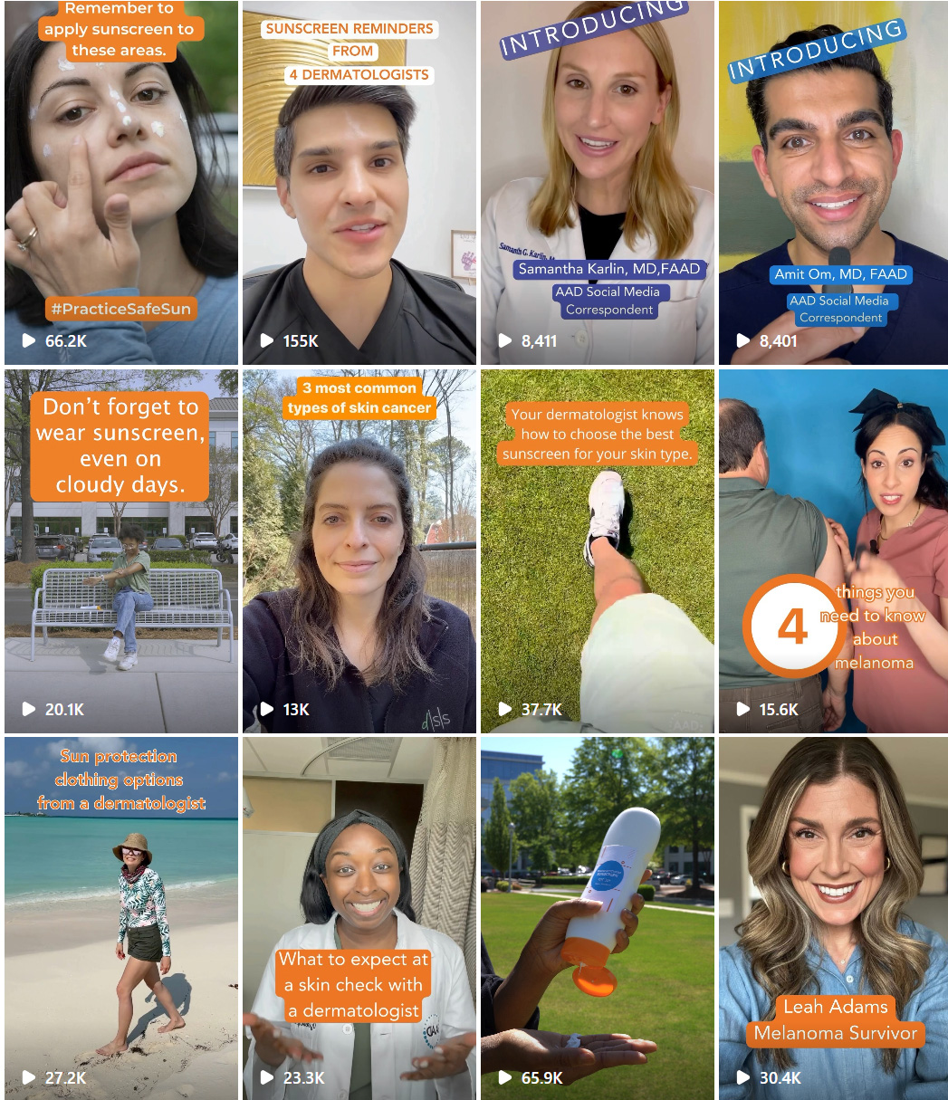 Collection of Instagram social media posts for Your Dermatologist Knows May 2024