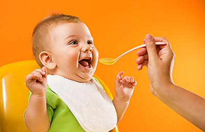 happy baby eating