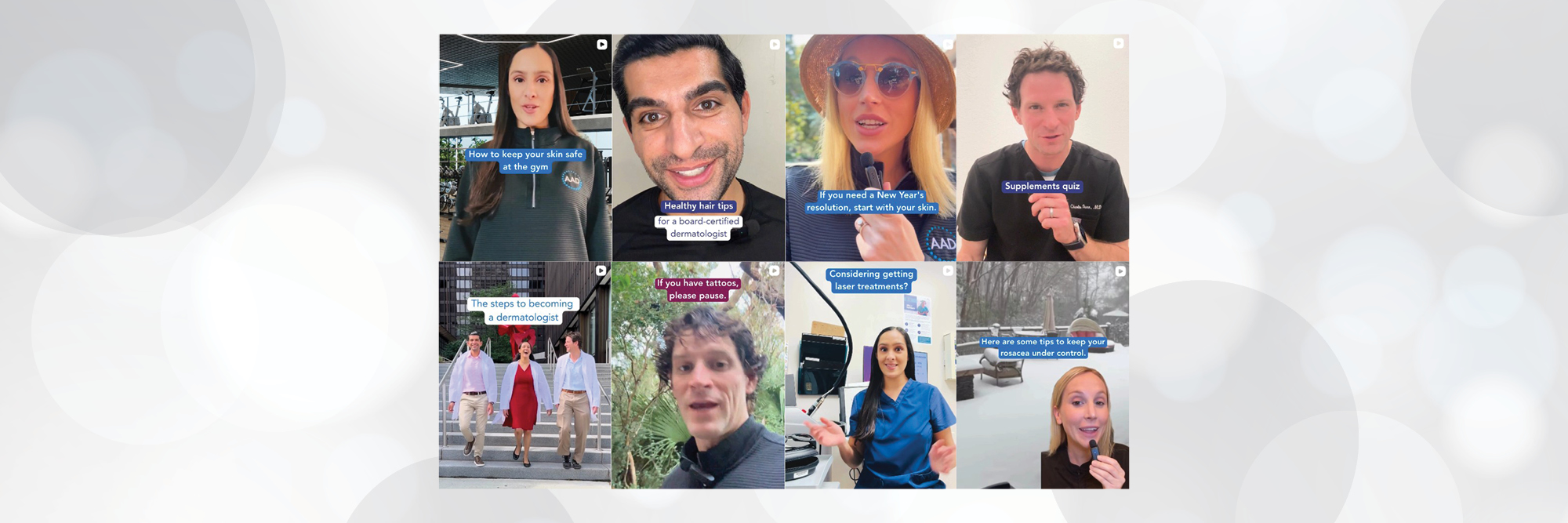 Thumbnails of social media posts from Your Dermatologist Knows.