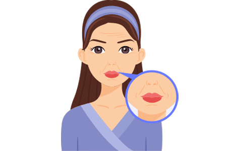 Illustration of woman with wrinkled skin