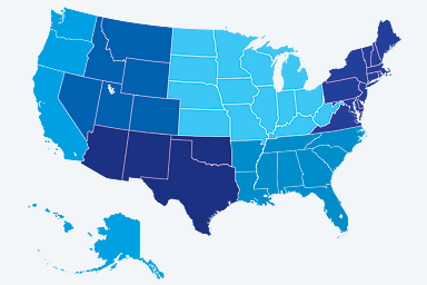 Vector illustration of USA regional map.