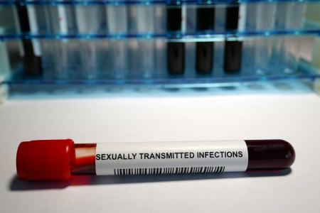 blood vial labeled sexually transmitted infections