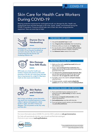 Skin care for health care workers during COVID-19 infographic