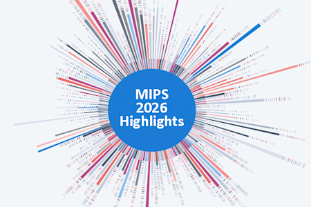 MIPS 2026 highlights in a blue ball with data lines streaming out | American Academy of Dermatology (AAD)