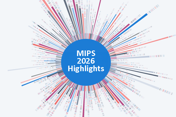 MIPS 2026 highlights in a blue ball with data lines streaming out | American Academy of Dermatology (AAD)