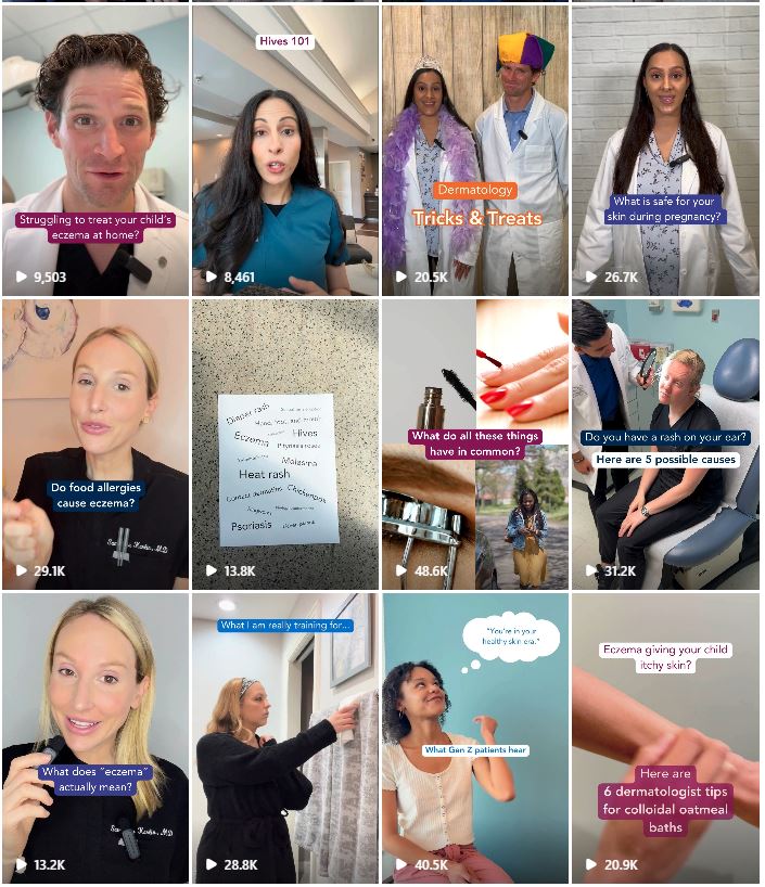Image of Instagram social media posts for Your Dermatologist Knows October 2024