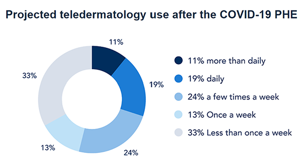 Infographic showing projected teledermatology use after the COVID-19 PHE