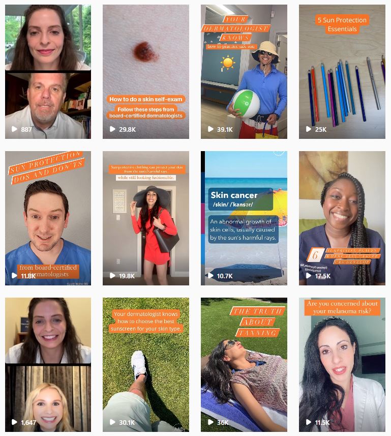 Image of social media posts for Your Dermatologist Knows from May 2023