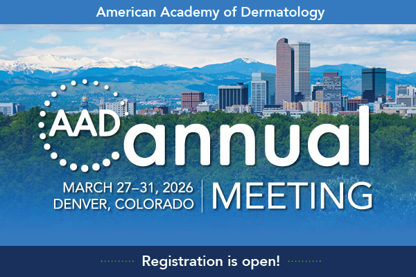 Promotional image for the 2026 AAD Annual Meeting in Denver, registration is open! | American Academy of Dermatology (AAD)