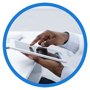 A tablet to symbolize the American Academy of Dermatology's vibrant online clinical community. 