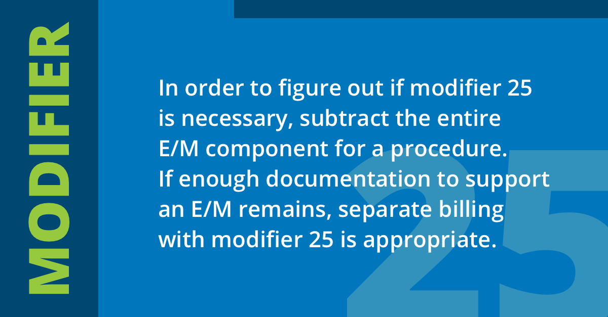 Modifier 25 equation infographic