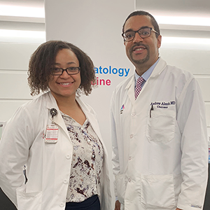 Starling Tolliver, MD, (left) with her mentor Andrew F. Alexis, MD, FAAD, (right) when participating in the AAD’s Diversity Mentorship Program in 2019. 