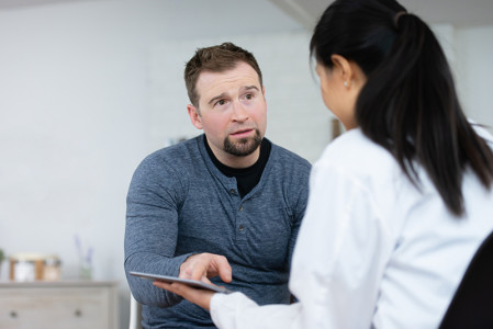 Doctor and patient talking