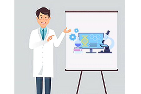 Illustration of doctor sharing research results