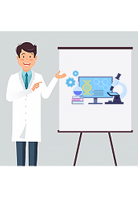 Illustration of doctor sharing research results