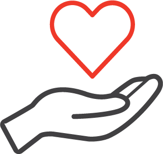 hand holding floating heart icon