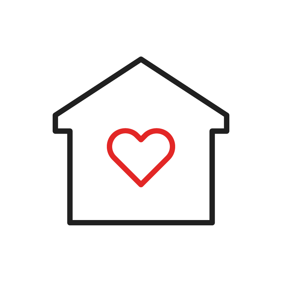 Heart inside a house