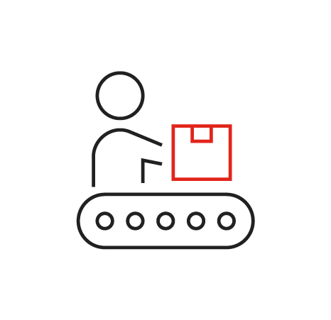 Person on a manufacturing line icon