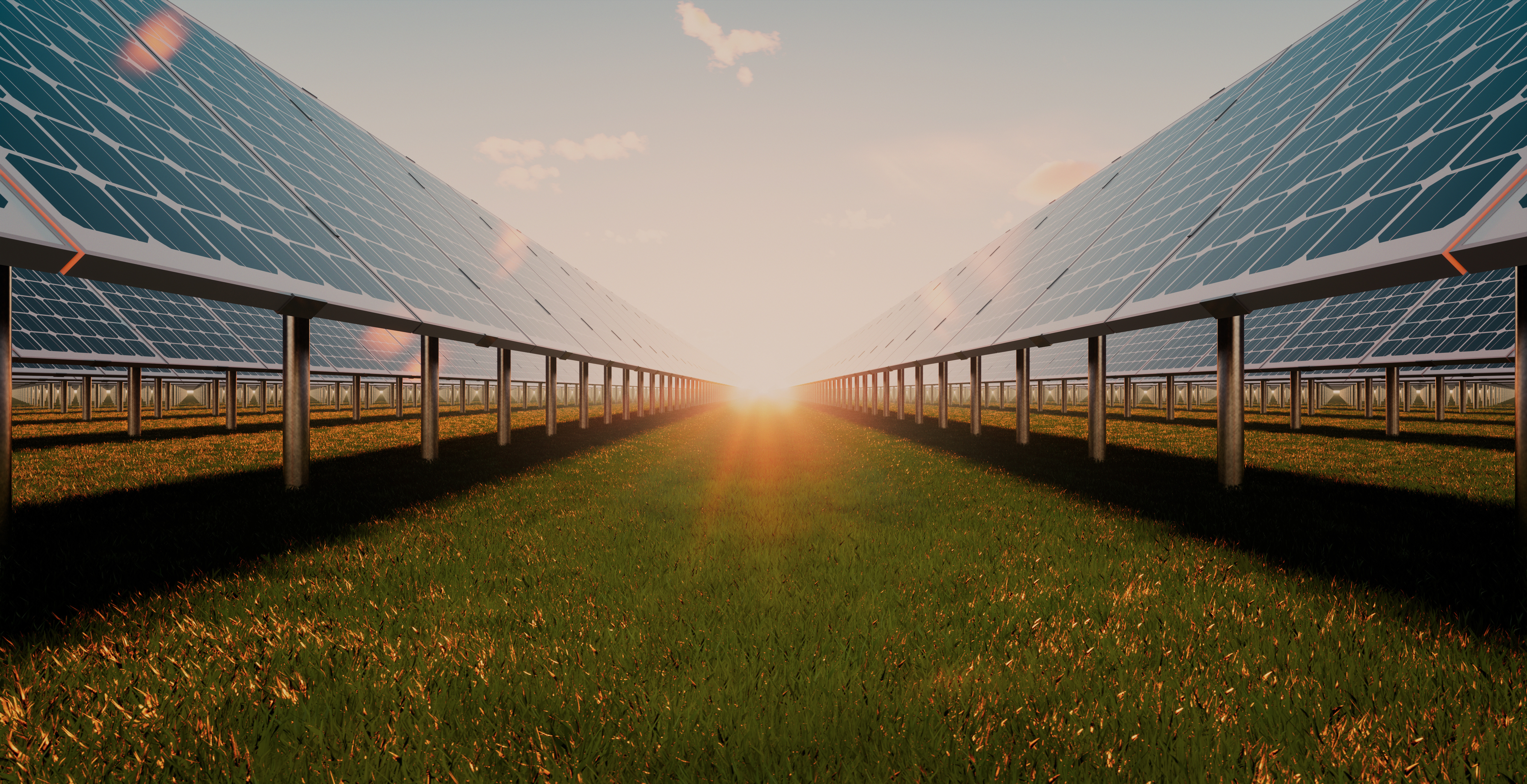 Solar panels with sun in the middle