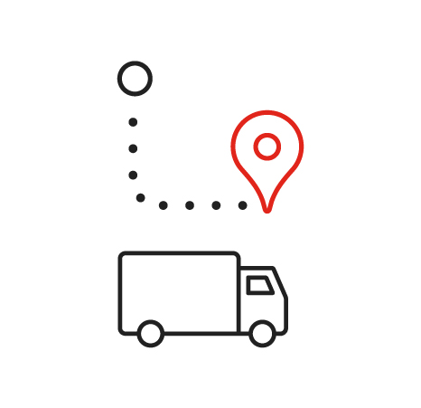 Truck on a delivery route icon