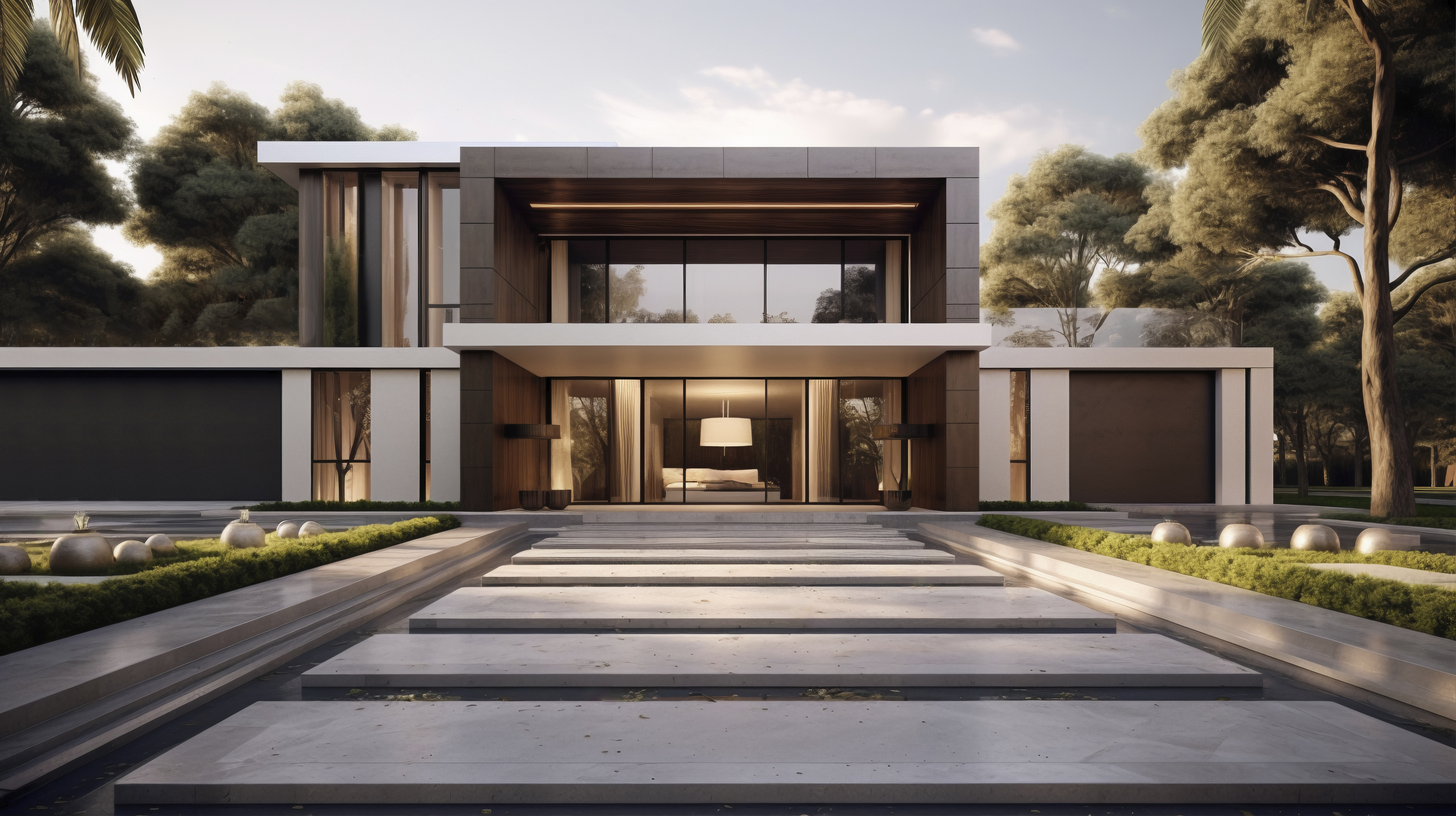 Modern house exterior with freshly painted facade