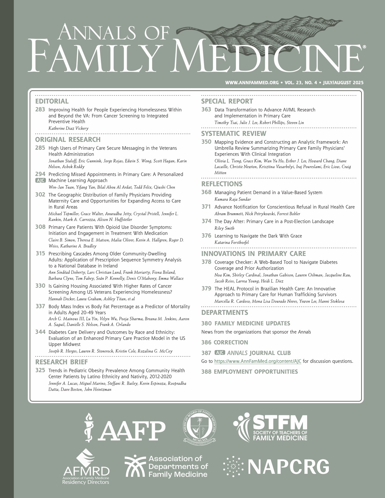 annals of family medicine july 2025 journal cover